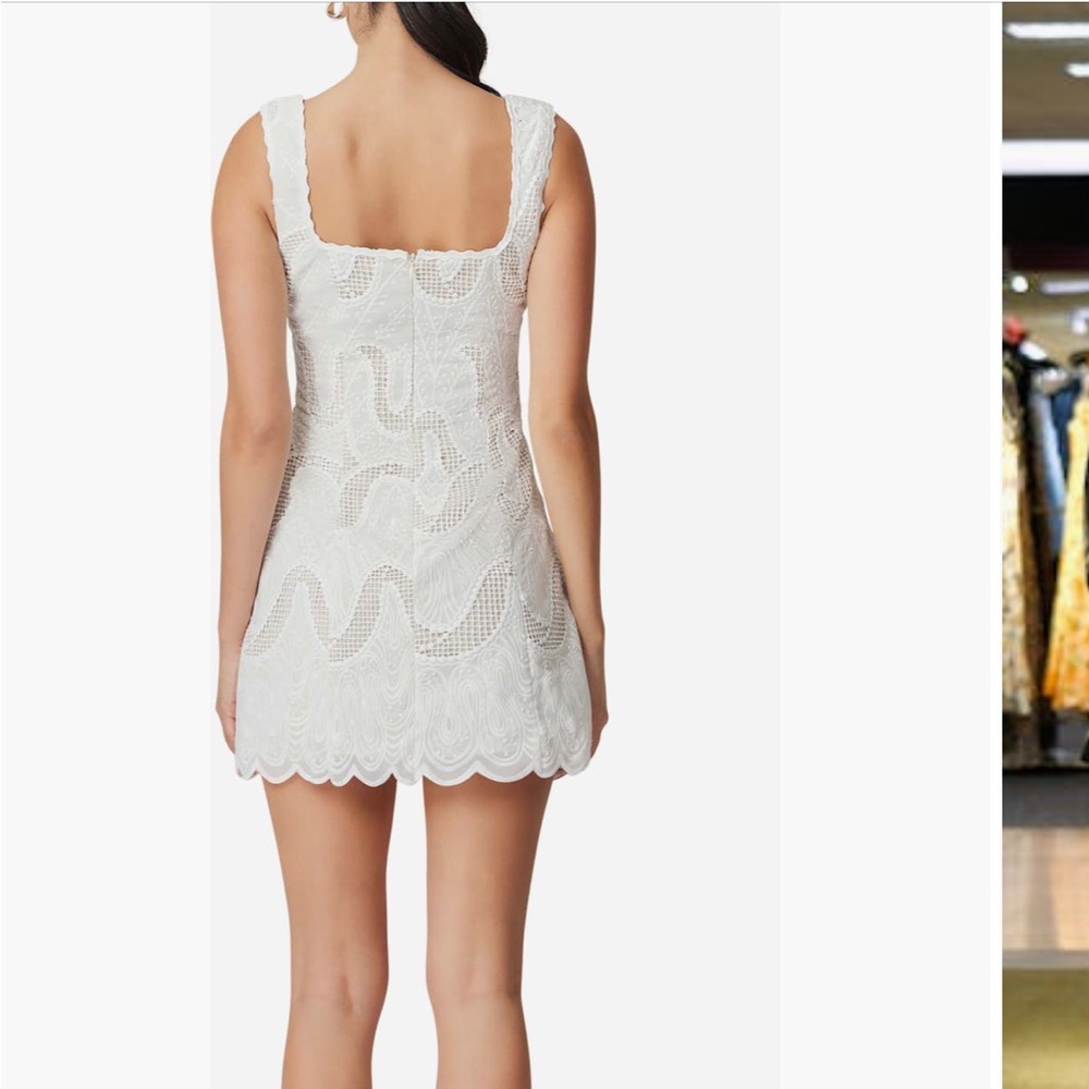 Elliatt White Dress with Lace and Scalloped Hem